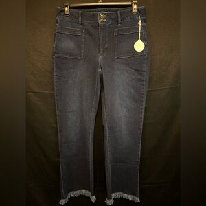Spartina 449 Jeans Juliette Hi Rise Fray Hem Crop Chore Pocket Size 12 NWT